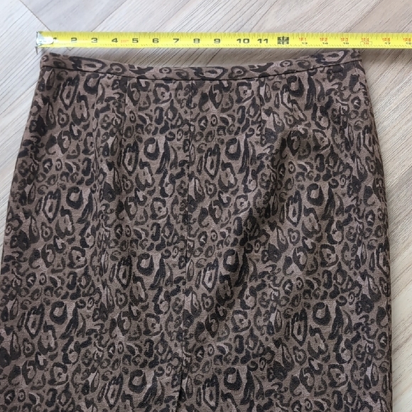 LOFT Brown Leopard Wool Mini Pencil Skirt Cocktail - Picture 4 of 5
